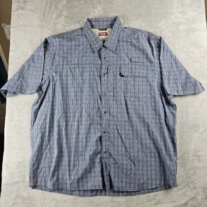Wrangler Premium Quality Button Up Short Sleeve Shirt Mens Size 2XL XXL Blue...